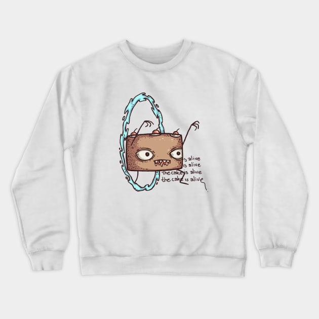 The Cake is Alive Crewneck Sweatshirt by spookylili